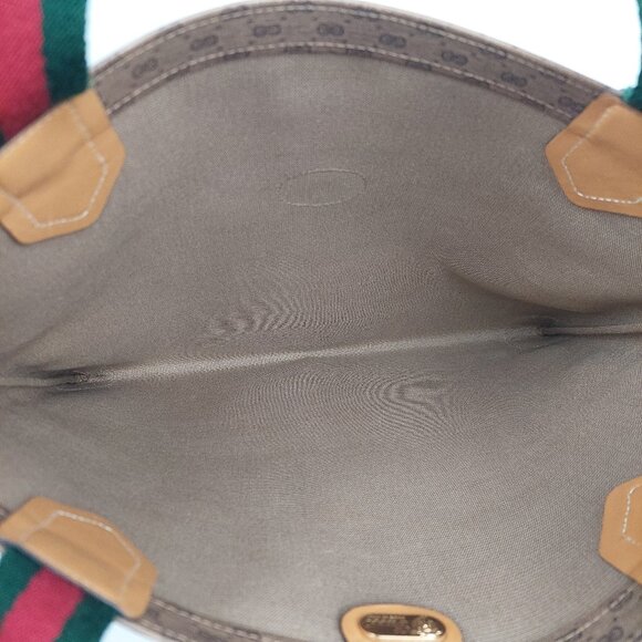 SOLD Gucci Web Tan Monogram Canvas Sherry Line GG Tote Bag - Picture 10 of 12